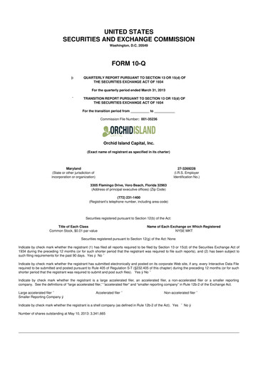 Thumbnail Orchid Island Capital
 10-Q Quarterly Report FY2013 