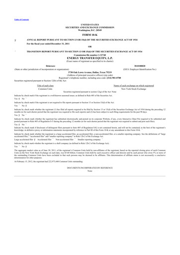 Thumbnail Energy Transfer LP
 10-K Annual Report 2011