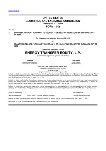 Thumbnail Energy Transfer LP
 10-Q Quarterly Report FY2014 