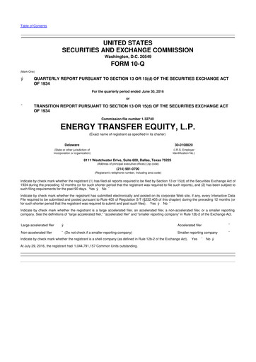 Thumbnail Energy Transfer LP
 10-Q Quarterly Report FY2016 