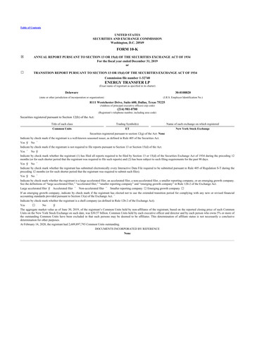 Thumbnail Energy Transfer LP
 10-K Annual Report 2019