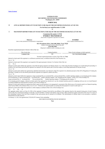 Thumbnail Energy Transfer LP
 10-K Annual Report 2020