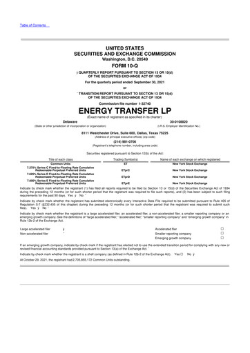 Thumbnail Energy Transfer LP
 10-Q Quarterly Report FY2021 