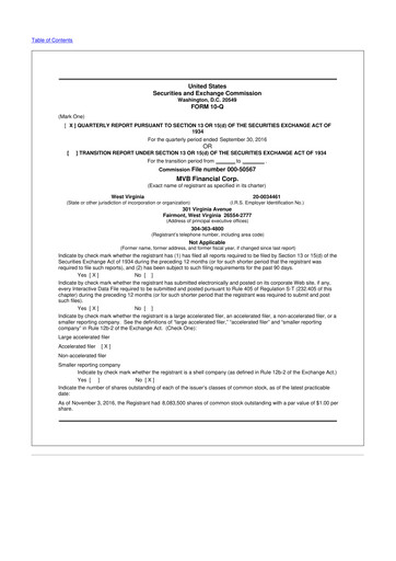 Thumbnail MVB Financial 10-Q Quarterly Report FY2016 