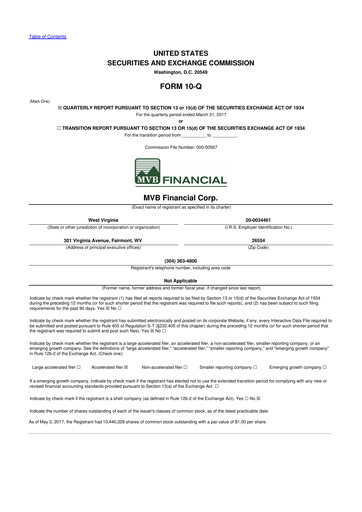 Thumbnail MVB Financial 10-Q Quarterly Report FY2017 