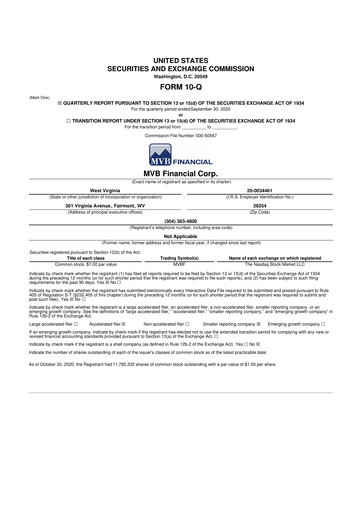 Thumbnail MVB Financial 10-Q Quarterly Report FY2020 