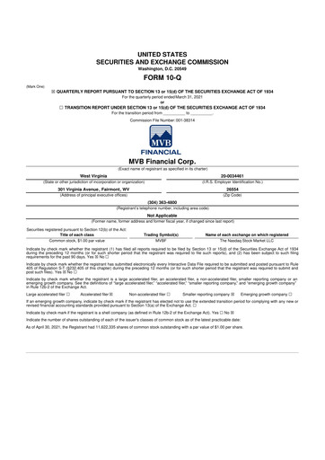 Thumbnail MVB Financial 10-Q Quarterly Report FY2021 