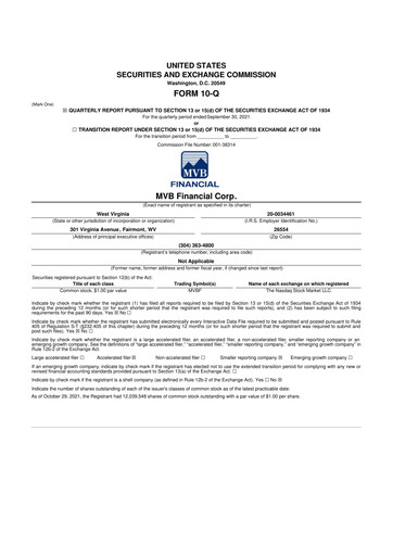 Thumbnail MVB Financial 10-Q Quarterly Report FY2021 