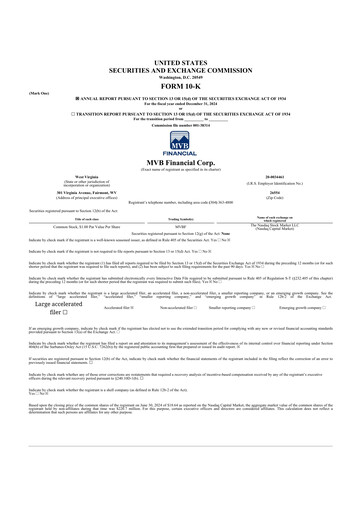 Thumbnail MVB Financial 10-K Annual Report 2024