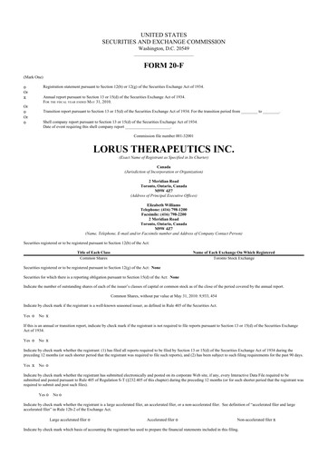 Thumbnail Aptose Biosciences 20-F Annual Report 