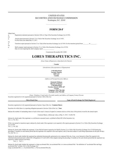 Thumbnail Aptose Biosciences 20-F Annual Report 