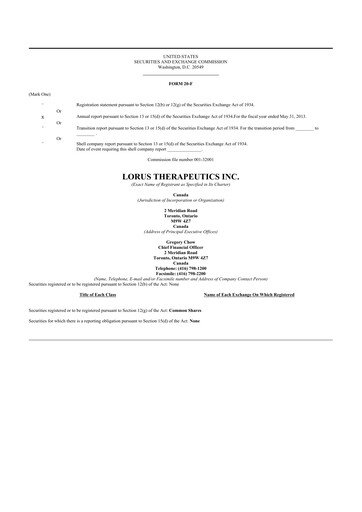 Thumbnail Aptose Biosciences 20-F Annual Report 