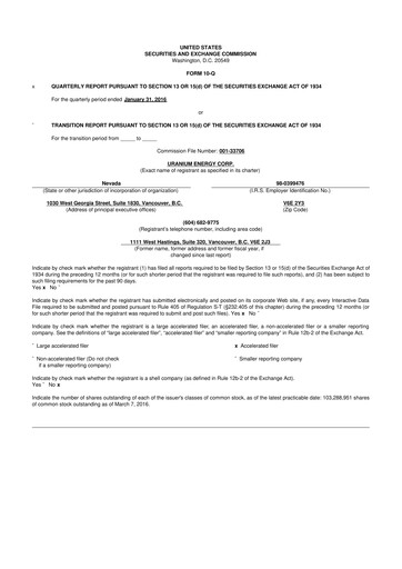 Thumbnail Uranium Energy
 10-Q Quarterly Report FY2016 