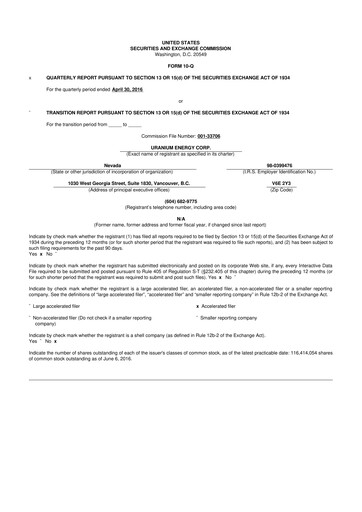 Thumbnail Uranium Energy
 10-Q Quarterly Report FY2016 