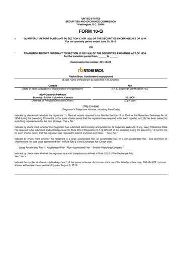 Vorschaubild RB Global
 10-Q Quartalsbericht 2016 