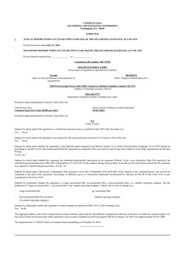 Thumbnail Uranium Energy
 10-K Annual Report 2016