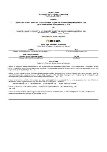 Vorschaubild RB Global
 10-Q Quartalsbericht 2016 