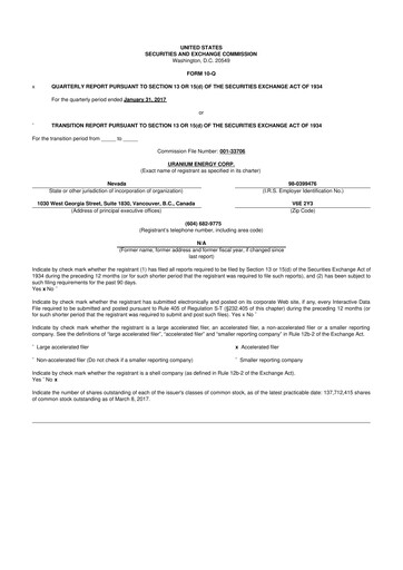 Thumbnail Uranium Energy
 10-Q Quarterly Report FY2017 