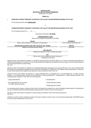 Thumbnail Uranium Energy
 10-Q Quarterly Report FY2017 