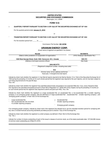 Thumbnail Uranium Energy
 10-Q Quarterly Report FY2018 