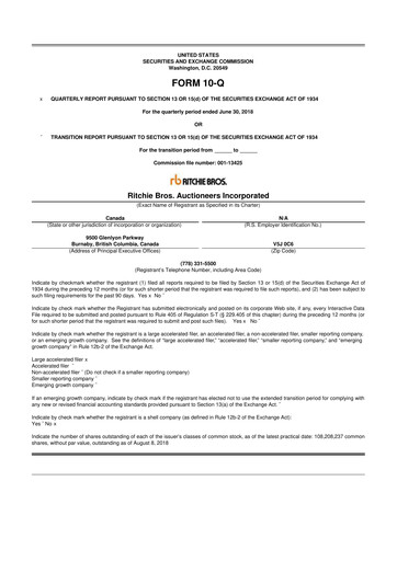 Vorschaubild RB Global
 10-Q Quartalsbericht 2018 