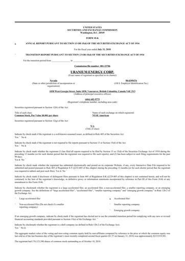 Thumbnail Uranium Energy
 10-K Annual Report 2018