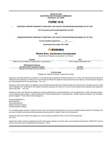 Vorschaubild RB Global
 10-Q Quartalsbericht 2018 