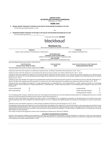 Thumbnail Blackbaud 10-K Annual Report 2021