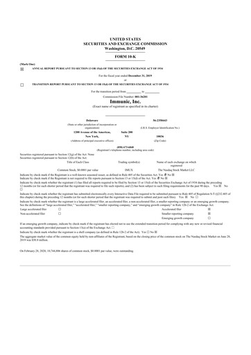 Thumbnail Immunic 10-K Annual Report 2019