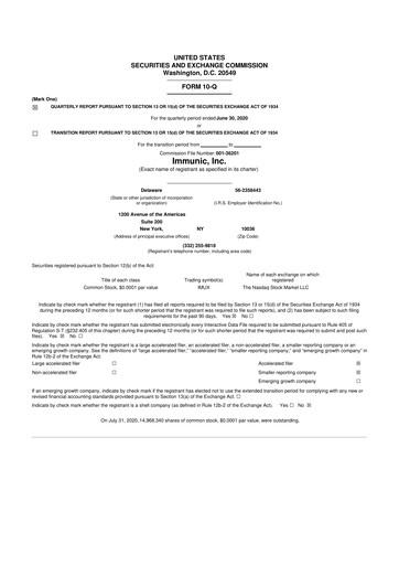 Thumbnail Immunic 10-Q Quarterly Report FY2020 