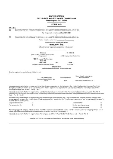 Thumbnail Immunic 10-Q Quarterly Report FY2021 