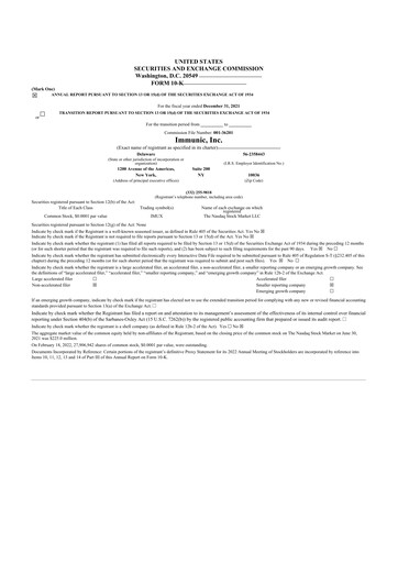 Thumbnail Immunic 10-K Annual Report 2021