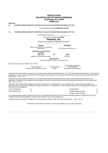 Thumbnail Immunic 10-Q Quarterly Report FY2022 