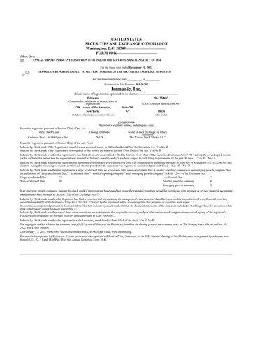 Thumbnail Immunic 10-K Annual Report 2022
