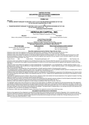 Thumbnail Hercules Capital
 10-K Annual Report 