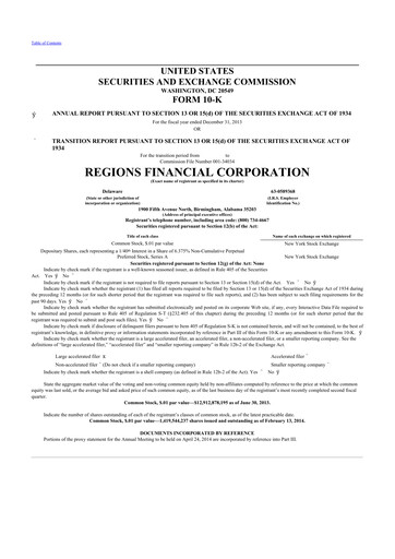 Thumbnail Regions Financial
 10-K Annual Report 2013