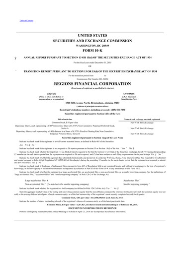 Thumbnail Regions Financial
 10-K Annual Report 2015