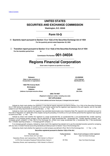 Thumbnail Regions Financial
 10-Q Quarterly Report FY2020 