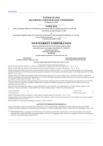 Thumbnail NewMarket Corp 10-K Annual Report 2013