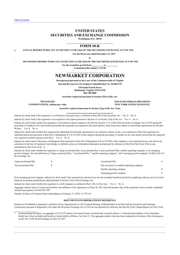 Thumbnail NewMarket Corp 10-K Annual Report 2017