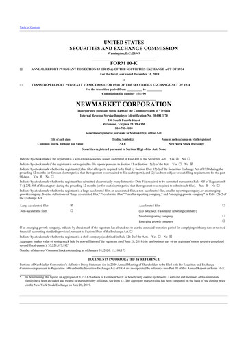 Thumbnail NewMarket Corp 10-K Annual Report 2019
