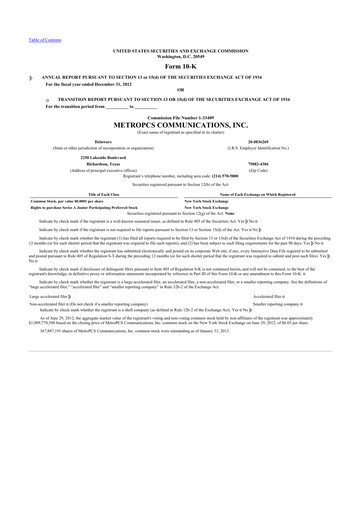 Thumbnail T-Mobile US 10-K Annual Report 2012