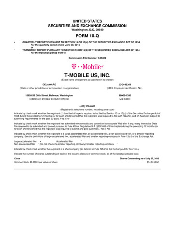 Thumbnail T-Mobile US 10-Q Quarterly Report FY2015 