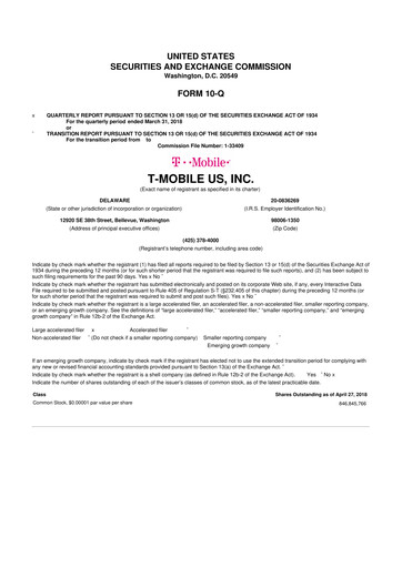 Thumbnail T-Mobile US 10-Q Quarterly Report FY2018 