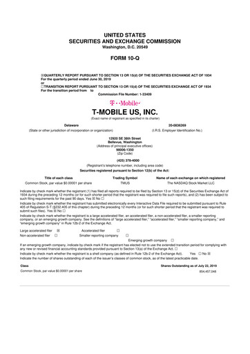 Thumbnail T-Mobile US 10-Q Quarterly Report FY2019 