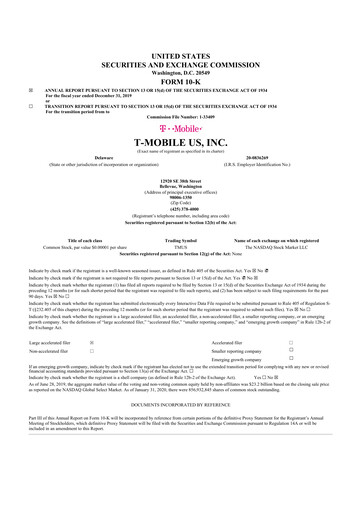 Thumbnail T-Mobile US 10-K Annual Report 2019