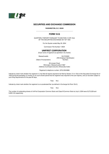 Vorschaubild UniFirst 10-Q Quartalsbericht  