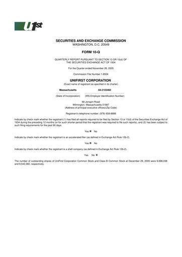 Vorschaubild UniFirst 10-Q Quartalsbericht  