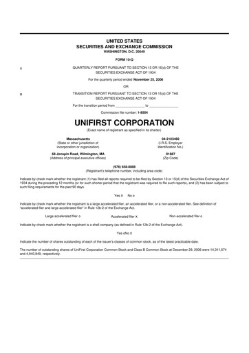 Vorschaubild UniFirst 10-Q Quartalsbericht  