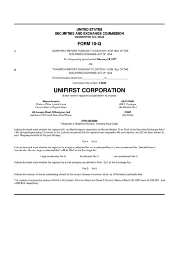 Vorschaubild UniFirst 10-Q Quartalsbericht  